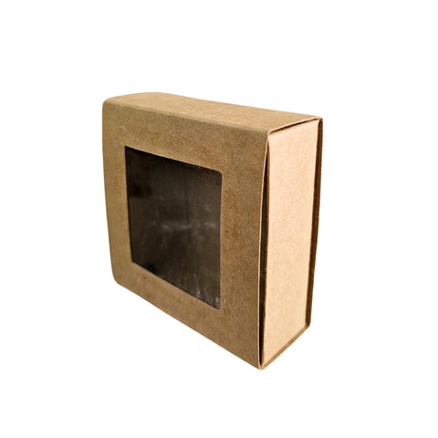 Caja Tipo Cerillo Kraft con Ventana 8x8x3 Con 5