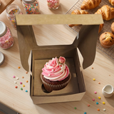 Caja Quequito o Cupcake Individual Kraft 11x11x7 Cms C/10