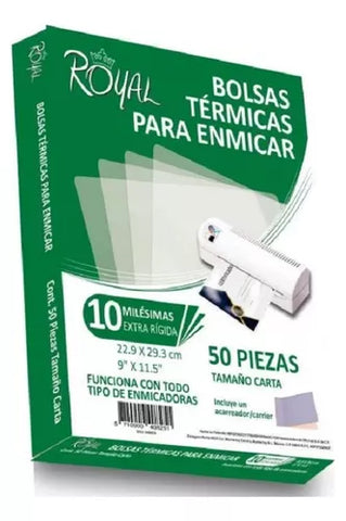 Mica Térmica Para Enmicar 10 Mil. Royal Carta C/50 Extra Rígida