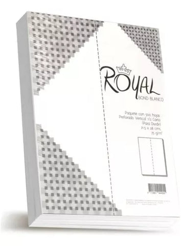 Hoja Carta Bond Royal Perforada Vertical Con 500