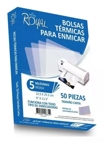 Mica Térmica Royal Para Enmicar Carta 5 Milésimas 50 Piezas