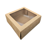 Caja Chica Para Pastel Kraft Con Ventana 22x22x9.6 Cms C/2