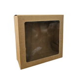 Caja Chica Para Pastel Kraft Con Ventana 22x22x9.6 Cms C/2