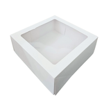 Caja Chica Para Pastel Blanca Con Ventana 22x22x9.6 Cms C/2