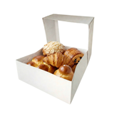 Caja Chica Para Pastel Blanca Con Ventana 22x22x9.6 Cms C/2