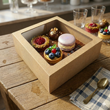 Caja Chica Para Pastel Kraft Con Ventana 22x22x9.6 Cms C/2