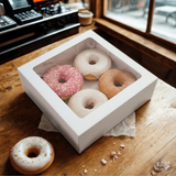 Caja Chica Para Pastel Blanca Con Ventana 22x22x9.6 Cms C/2