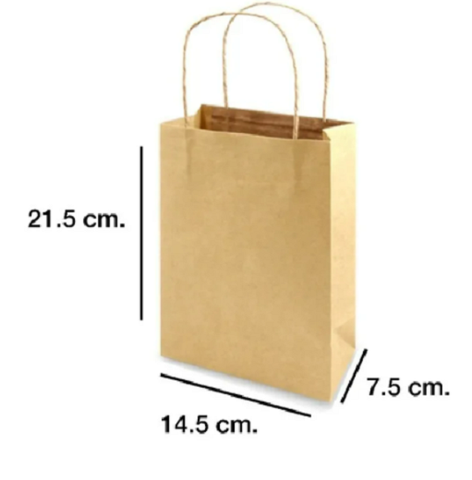 Bolsa De Papel Kraft Con Asa Chica - 1 Docena - Medidas14.5x7.5x21.5 Cms