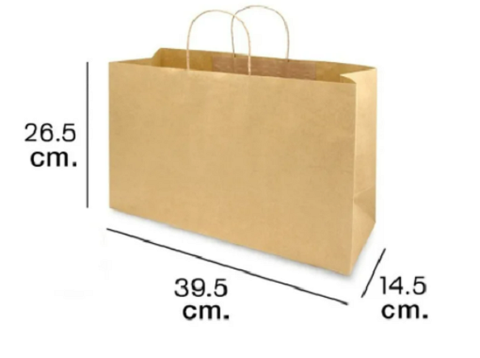 Bolsa De Papel Kraft Con Asa Boutique Grande - 1 Docena - Medidas 39.5x14x26.5 Cms