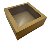 Caja Chica Para Pastel Kraft Con Ventana 22x22x9.6 Cms C/2