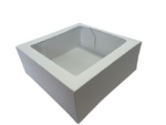 Caja Chica Para Pastel Blanca Con Ventana 22x22x9.6 Cms C/2