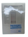 Caja Chica Para Pastel Blanca Con Ventana 22x22x9.6 Cms C/2