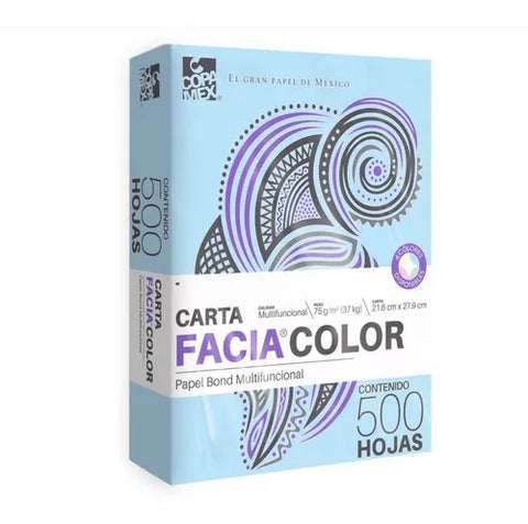 Papel Facia Bond Colores Carta Para Impresión 75gr - Paquete Con 500 Hojas