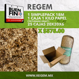 Paquete Emprendedor: 1 SimplePack 18 M - 1 Kilo de Tiritas Kraft - 25 Cajas 20x20x6 Cms